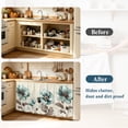 thumbnail image 4 of Blue Green Floral Cabinet Curtain 35"Wx35"L,Dustproof Under Sink Skirt with Self Adhesive Tape,Spring Summer Mallow Flowers Retro Cabinet Curtain Cover for Kitchen Sink,Bathroom Vanity,Laundry Room, 4 of 9