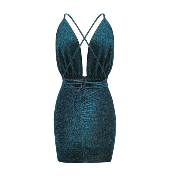 Women's Glitter Sparkle Plunge V Neck Halter Backless Mini Tight Dress  Evening Cocktail Dresses Club Night Out Dress - Walmart.ca