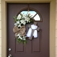 thumbnail image 3 of White Easter Wreath with Cross and Bow for Front Door, Rustic Grapevine Spring Holiday Door Hanging Decor, Church Home Decoration with Burlap Accents, 3 of 7