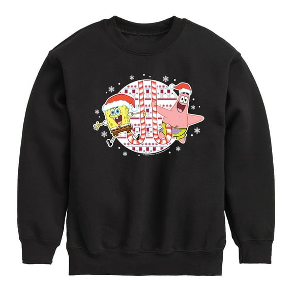 SpongeBob SquarePants - Spongebob Patrick Candy Canes - Toddler & Youth Crewneck Fleece Sweatshirt