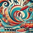 thumbnail image 6 of PIKWEEK Tablecloth Hawaiian Surfer Palm Trees Flowers Round Table Cover White, 6 of 8