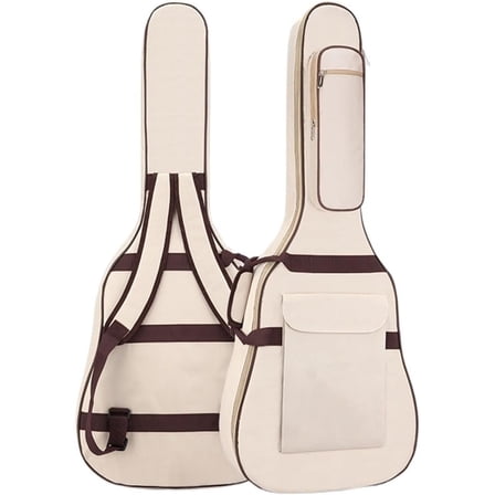 Durable Waterproof 12mm Padded Waterproof Acoustic Guitar Gig Bag 40/41 Inch 600D Oxford Fabric Neck Strap, Adjustable Shoulder Straps, Front PocketIdeal for Musicians(Beige)