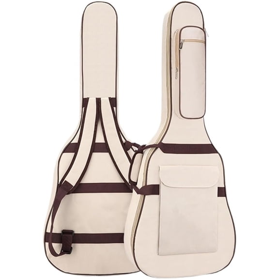 Durable Waterproof 12mm Padded Waterproof Acoustic Guitar Gig Bag 40/41 Inch 600D Oxford Fabric Neck Strap, Adjustable Shoulder Straps, Front PocketIdeal for Musicians(Beige)