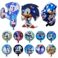 thumbnail image 2 of Globo de aluminio con forma de Sonices de dibujos animados, juego de globos de feliz cumpleaños, decoración para fiestas de cumpleaños infantiles, globo que revela el género, 2 of 5