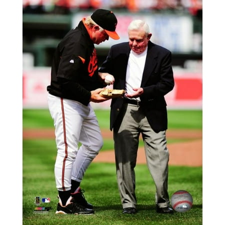 Buck Showalter & Earl Weaver after Weaver threw out the 1st Pitch at Camden Yards Opening Day 2011 Photo