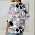 thumbnail image 3 of QQAMB Womens Tops 3/4 Sleeve Casual Knit Notched V-Neck Floral Printed Shirts Button Summer Loose Blouses Purple M, 3 of 5