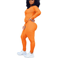 thumbnail image 2 of Akmipoem Women 2 Piece Outfits Textured Tracksuit Jogging Suits Long Sleeve Leggings Sweatsuits Sets, 2 of 5