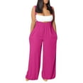 thumbnail image 2 of Plus Size Jumpsuit Plus Size Jumpsuits For Women Dressy Wide Leg Jumpsuits Sexy Halter Rompers Summer Linen Formal Jumpsuit,Pink Women'S Polyester Casual Pants L, 2 of 5