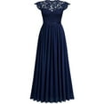 thumbnail image 3 of Formal Evening Gown, Lace Short Sleeves Maxi Dress, Sophisticated Dress for Wedding Guest, Prom & Black Tie Event Blue L, 3 of 4