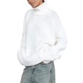 thumbnail image 2 of Women'S Sweater Thick Long Sleeve Knit Pullover High-Low Hem Fashion Autumn and Winter Basic Pullover Top White M, 2 of 8