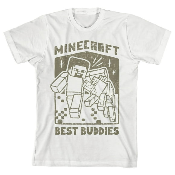 Minecraft Best Buddies Youth Boy's White T-Shirt-Small