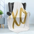 thumbnail image 4 of Xo Soft Flannel Fleece Blanket, Hugs and Kisses Valentine Days Inspired Background Vintage Style Celebration Image, Cozy Plush for Indoor and Outdoor Use, 60" x 80", Sand Brown White, by Ambesonne, 4 of 5