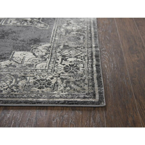 Alora Decor Swagger 2'3" x 7'7" Distress Gray/Black Power-Loomed Area Rug