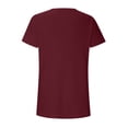 thumbnail image 2 of Scyoekwg Summer Short Sleeve Trendy Tops for Women Loose Casual V-Neck Petal Short Sleeve Tops Cute Tops Plus Size Solid Color Graphic Shirts Blouse Wine XXL(12), 2 of 8