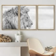 thumbnail image 2 of wall26 - 3 Piece Framed Canvas Wall Art - Side Profile of a Lion in Black and White in The Kruger National Park, South Africa. - Modern Home Art Stretched and Framed Ready to Hang - 16"x24", 2 of 5