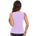 thumbnail image 5 of Jdkau Womens High Neck Swim Top Swim Tankini Top for Women Solid Color Scoop Neck Bathing Suit Top Only（Light Purple,L）, 5 of 9