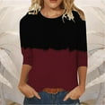 thumbnail image 2 of BUIgtTklOP Women's Printed T-shirt Mid-length 3/4 Sleeves Blouse Round Neck Casual Tops, 2 of 3