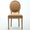 thumbnail image 2 of French Style Dining Chairs Set of 2 - Solid Wood Frame with Linen Upholstery, Antique Finish, Tan, 2 of 17