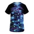 thumbnail image 5 of IROINNID Scrub Tops for Women Short Sleeve V-Neck Workwear Christmas Printing Tops With Pocket,Blue, 5 of 5