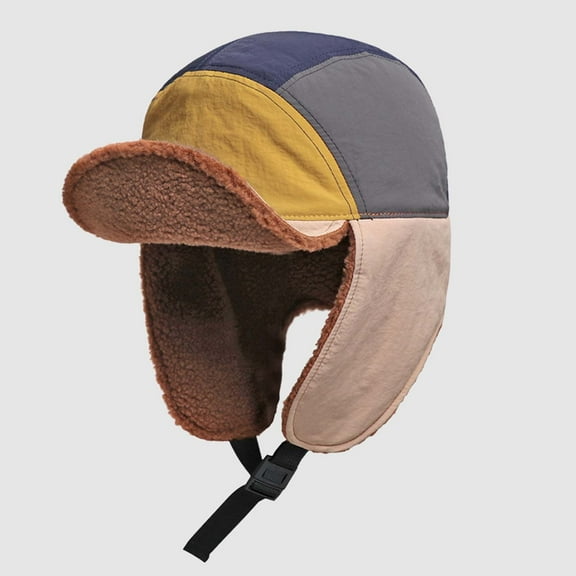 Caywon Women's Ear Protection Beanie Hat Winter Thickened Outdoor Ski Windproof Large Head Circumference Cold Proof Warm Hat Suitable for Skiing Hiking​