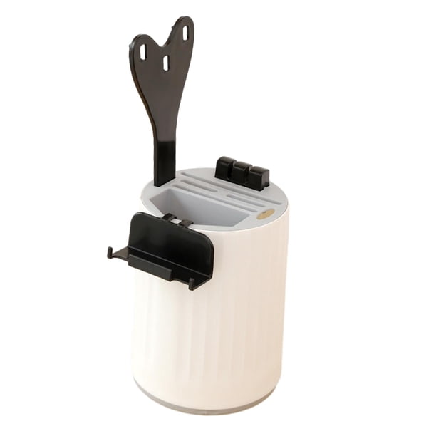 Soporte para utensilios de cocina, soporte giratorio para cuchillos, soporte para bloque de cuchillos que ahorra espacio, gris blanco