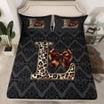 thumbnail image 2 of Homewish Bowknot Initial Alphabet L 4pcs Bed Sheets for Female Men,Animal Cheetah Print King Sheets,Gothic Chic Damask Super Cozy Sheet Set,Luxury Bedroom Decor, 2 of 7
