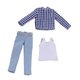 thumbnail image 5 of Ropa para figura masculina a escala 1/12: chaleco, camisa y vaqueros. Accesorios: disfraz clásico para hombre. Cuadrícula azul, 5 of 9