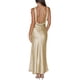 thumbnail image 1 of Vestido largo VUBIYA de satén con cuello en V y sin mangas sin espalda para mujer, 1 of 6