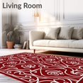 thumbnail image 2 of ODIKA 5'x7' Machine Washable Non-Slip Area Rug, Botanical Whorl with Stylized Vine Arcs and Delicate Filigree High Traffic Rug, Red, 616680, 2 of 7