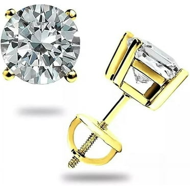 Ayansh Gems 1 Ct Round Cut Diamond Stud Earrings, 14k White Gold, Sensitive Ear