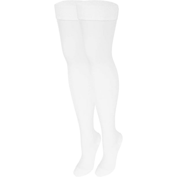 Medical Compression Stockings, 20-30 mmHg Support, Women & Men Thigh Length  Hose, Closed Toe, White, X-Large 