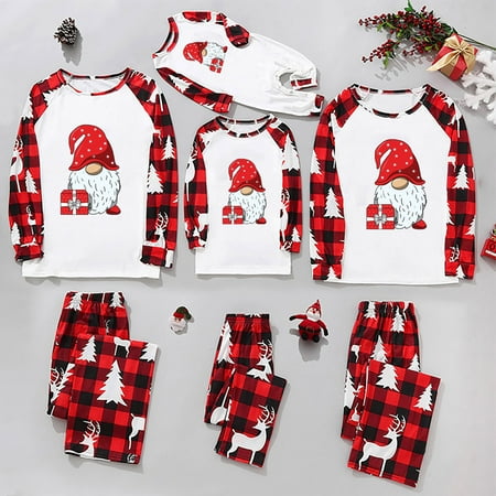 

New Year New You! EGNMCR Christmas Pajamas for Family Holiday Santa Claus Sleepwear Matching Family Christmas Pajamas Set for Couples and Kids