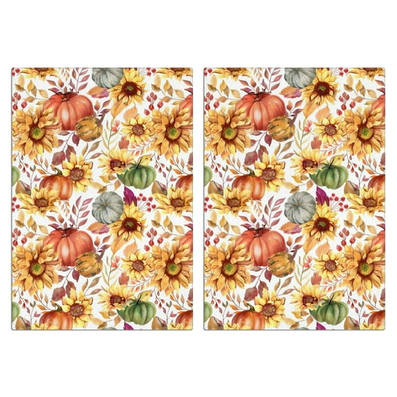 2 Pcs Funny Kitchen Towels,Fall Pumpkins Sunflowers Pattern Microfiber Dish Towels,Kitchen Tea Towels,Kitchen Towel Set (18" X 26")