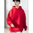 thumbnail image 4 of Osfvolr Women Oversized Sweatshirt Long Sleeve Hooded Sweatshirt Fall Winter Fashion Loose Casual Pullover Tops Red XL, 4 of 6