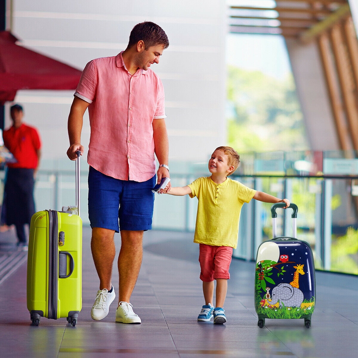 Costway 2Pcs 12'' 16'' Kids Luggage Set Suitcase Backpack School Travel Trolley ABS