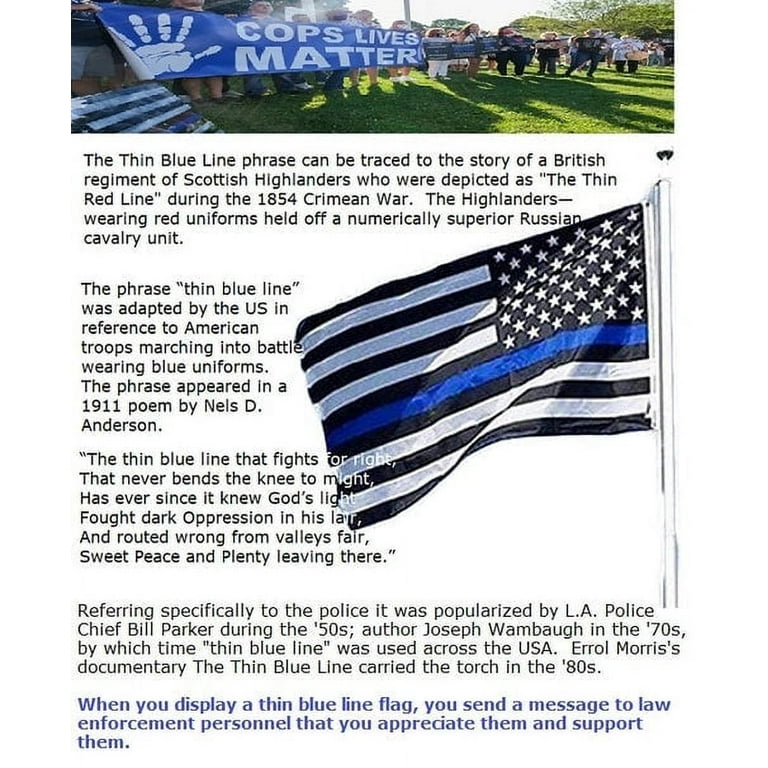 American Flag Thin Blue Line Metal License Plate - 6x12 Inch Aluminum Tag