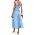 thumbnail image 4 of Square Neckline Women Floral Print Sleeveless Smock Long Ruffle Dress, 4 of 6