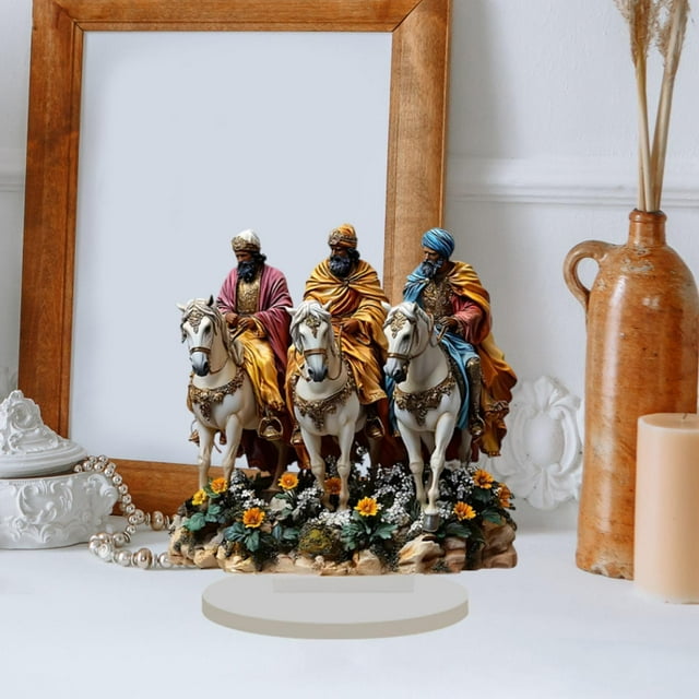 Adorno de mesa de 3 caballeros, figura acrílica plana 2D, colección multifuncional para fiestas, decorativa con base para centro de mesa