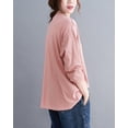 thumbnail image 3 of Women Spring Casual Pullover Crewneck Long Sleeve Tshirt Top GA2207 Pink, 3 of 5