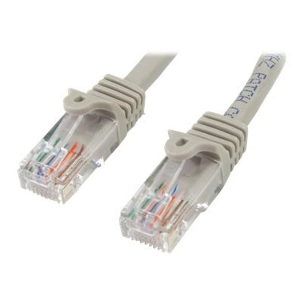 StarTech.com Ethernet Cat5e Cat 5e Câble - 7 ft - Gris- Câble de Raccordement - Câble de Réseau Court - Cordon Ethernet - Câble - 7 ft - Câble de Raccordement - RJ-45 (M) à RJ-45 (M) - 7 ft - UTP - Cat 5e - Sans Raccord - Gris