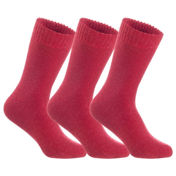 3 Pairs of The Most Gorgeous Women's Wool Crew Socks. Soft, Strong, Comfortable LK0602 Size 6-9 (Red)