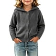 thumbnail image 4 of YUANxueke Kids Knit Cardigan with Pompom Hood, Boys Girls Button Down Raglan Sleeve Jacket, Warm Knitted Cute Daily Tops, 4 of 5