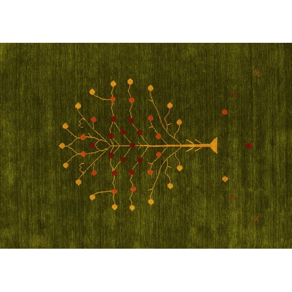 Ahgly Company Machine Washable Indoor Rectangle Abstract Yellow Contemporary Area Rugs, 4' x 6'