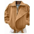 thumbnail image 2 of Suede Jacket for Women Fall Winter Cropped Y2k Oversized Faux Leather Blazer Jackets Khaki S, 2 of 7