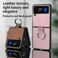 thumbnail image 4 of Dteck Case for Samsung Galaxy Z Flip4 6.7 inch 2022, PU Leather Surfce with Luxury Elegant Crosshatch Pattern Metal Ring/Holder Folding Design Slim Case for Samsung Galaxy Z Flip4 (2022), Black, 4 of 5