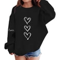 thumbnail image 3 of AUDeals Girls Heart Print Sweatshirt - Round Neck Long Sleeve Loose Fit Pullover Top for Kids Spring Fall Casual Everyday Wear, 3 of 6
