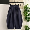thumbnail image 2 of Tfken Little Girls Classic Pants Elastic Waist Stretchy Trousers Wide-Leg Loose Pants With Pockets Fashion Lightweight Teen Daily Casual Wear Trendy Clothes Size 13-14 Years Blue, 2 of 7
