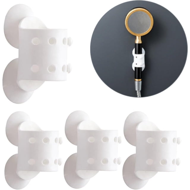 (4 piezas) Soporte de cabezal de ducha con ventosas de instalación ajustable y gratuita para soporte de montaje manual Soporte de cabezal de ducha de pared reubicable