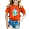 thumbnail image 1 of NINGMENG Hauts et T-Shirts pour Bébés Filles, Imprimé Graphique Océan Mignon, Col Rond, Manches Courtes, Orange, 12-24 Mois, 1 of 3