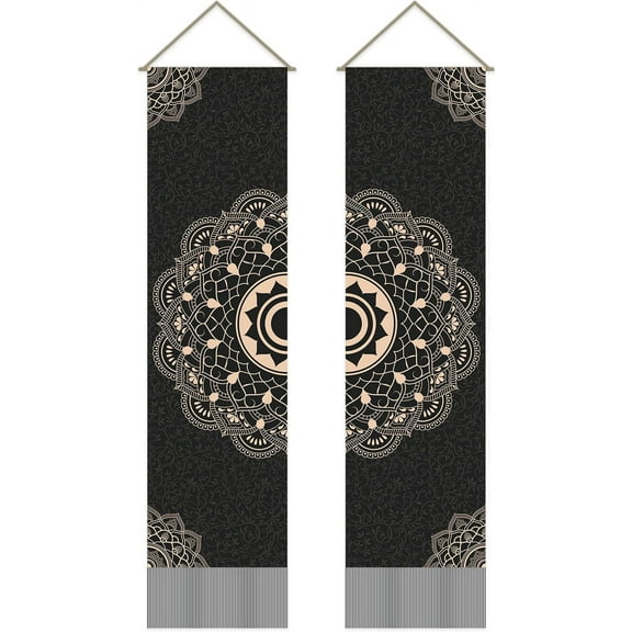 2Pcs Mandala Tapestry Bohemian Floral Long Vertical Tapestry Wall Hanging Mandala Wall Decor Boho Tapestry Vintage Aesthetic Wall Tapestry for Bedroom Living Room Dorm Decor(51x13 Inch)